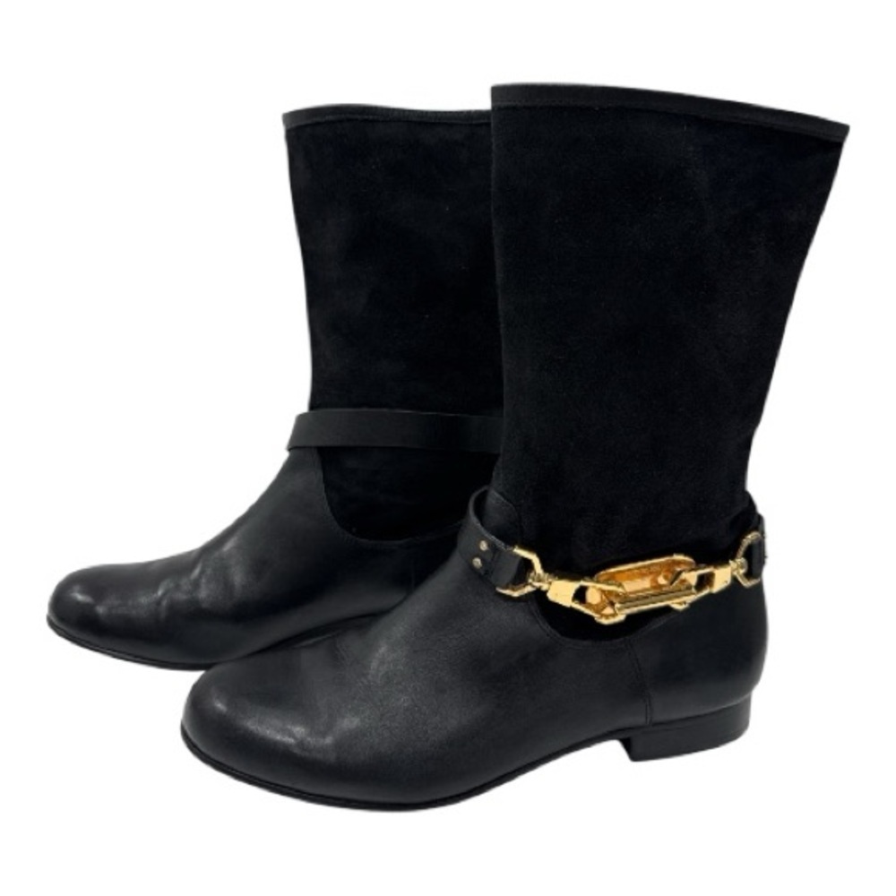 Rachel Zoe Black Leather Boots with Gold Accent size 7 - Picture 10 of 16